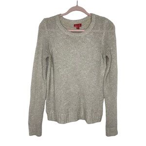 ELLE Cream Colored Crew Neck Sweater with Metallic Threads Woven Throughout M